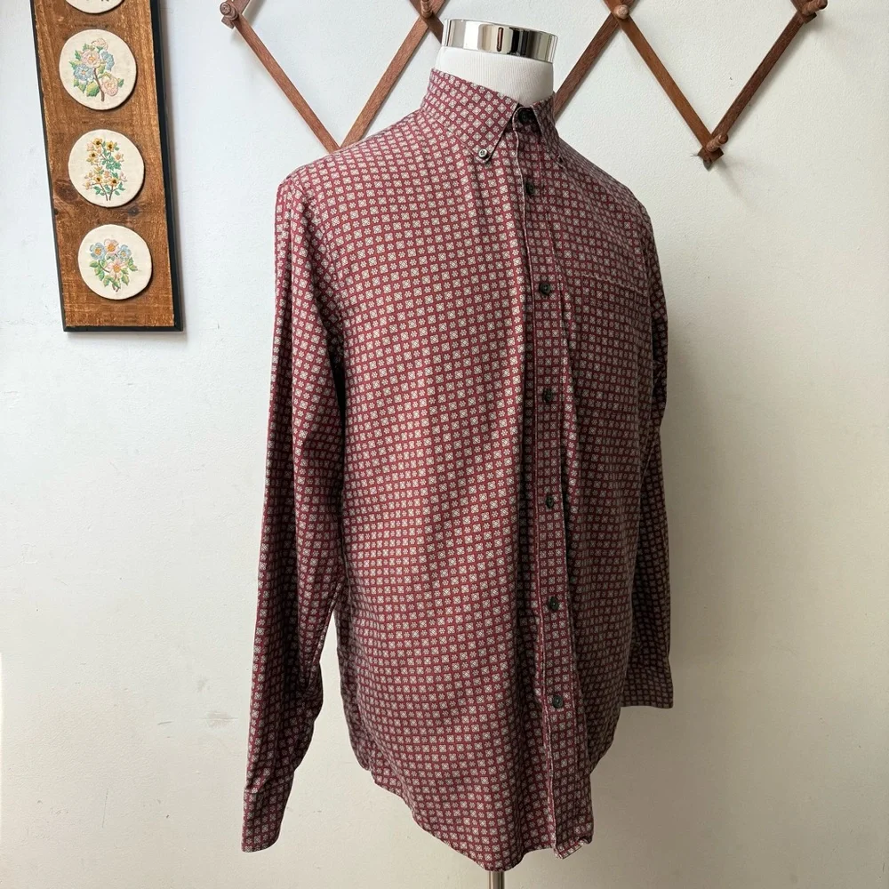 Retro Hippie Floral Geometric Patterned Button Up Shirt